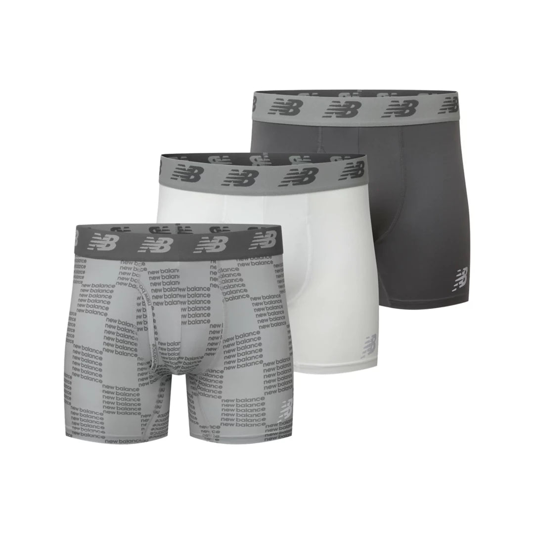 New Balance Mens Premium 6 Inch Boxer Brief with Fly 3 Pack