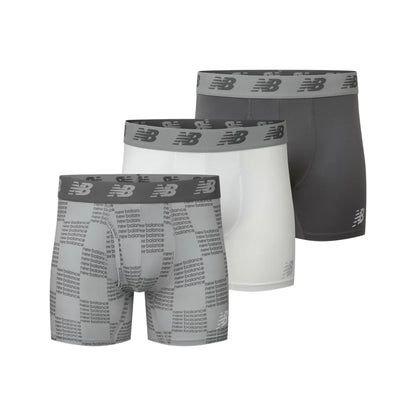 New Balance Mens Premium 6 Inch Boxer Brief with Fly 3 Pack