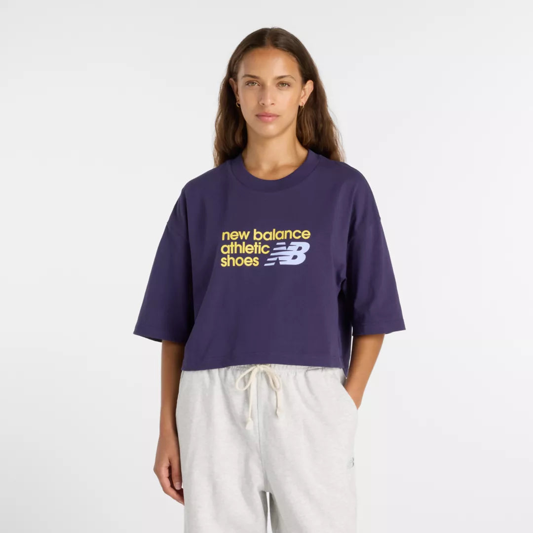 New Balance Athletics Premium Chest Logo Cropped T-Shirt